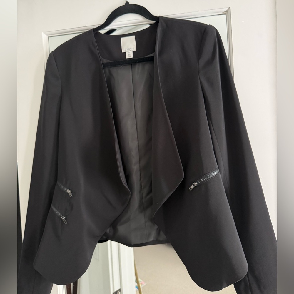 Halogen Black Zipper Blazer